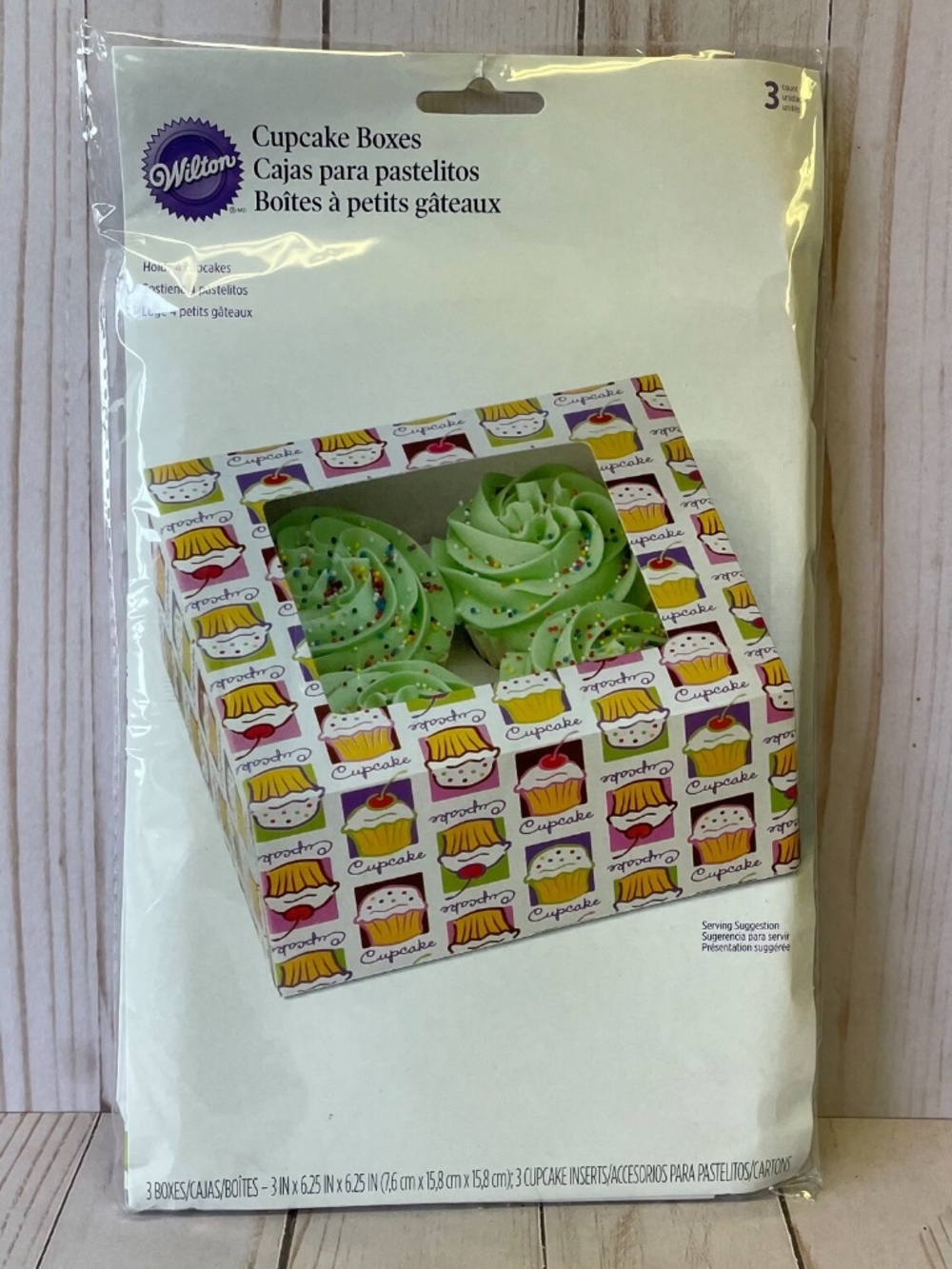 Wilton 4 Cavity Large Cupcake Heaven Muffin Window Boxes Bakery Treat Set 3 NEW